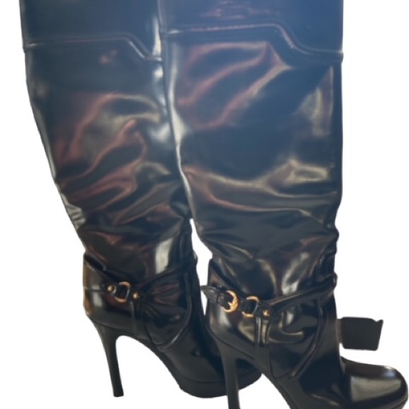 RARE GUCCI LEATHER PLATFORM BOOTS - Picture 5 of 6